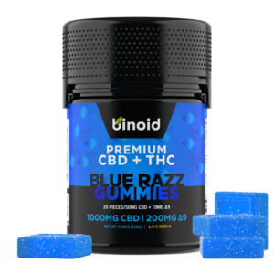 Binoid Premium Blue Razz Gummies 1g CBD:200mg D9